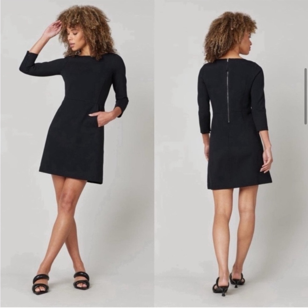 SPANX Perfect Shift Black Long Sleeve Dress Size S
